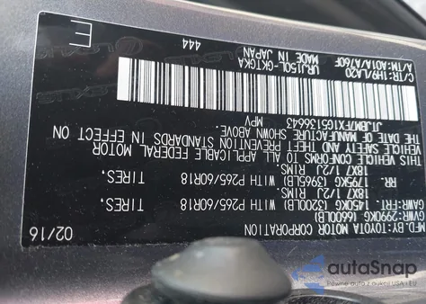 2016 Lexus Gx 460 from USA, damaged, VIN JTJBM7FX1G5136643